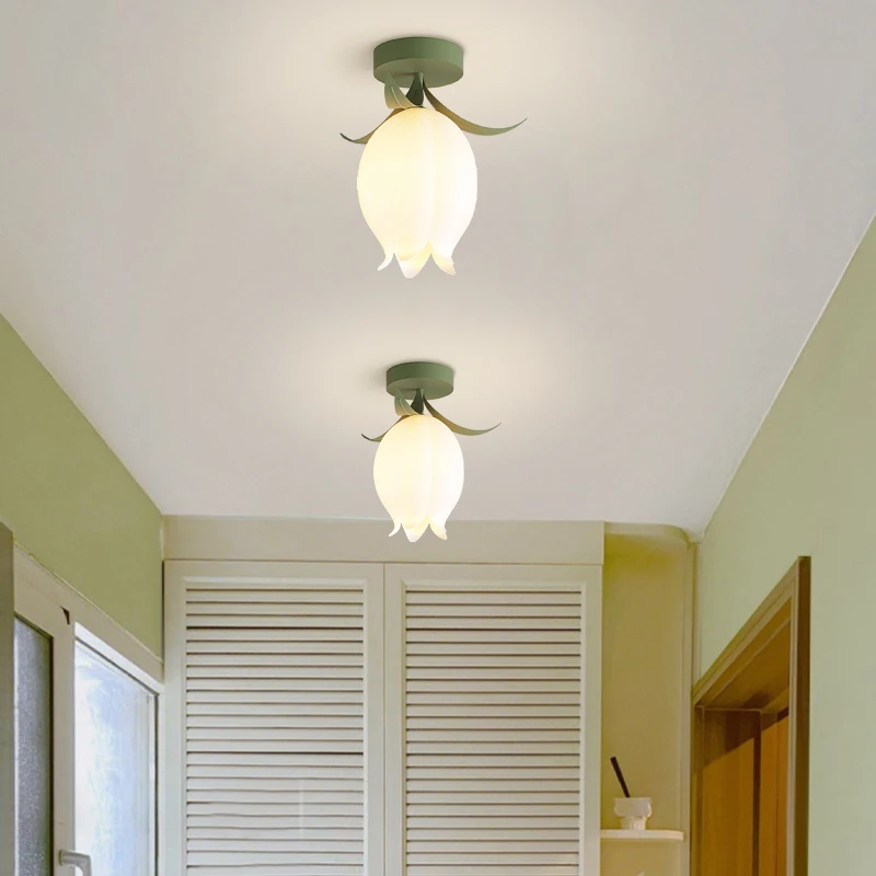 

Tulip Pastoral Cream Style Modern LED ceiling lamps G9 bulb emitting color changeable corridor cloakroom balcony ceiling lights