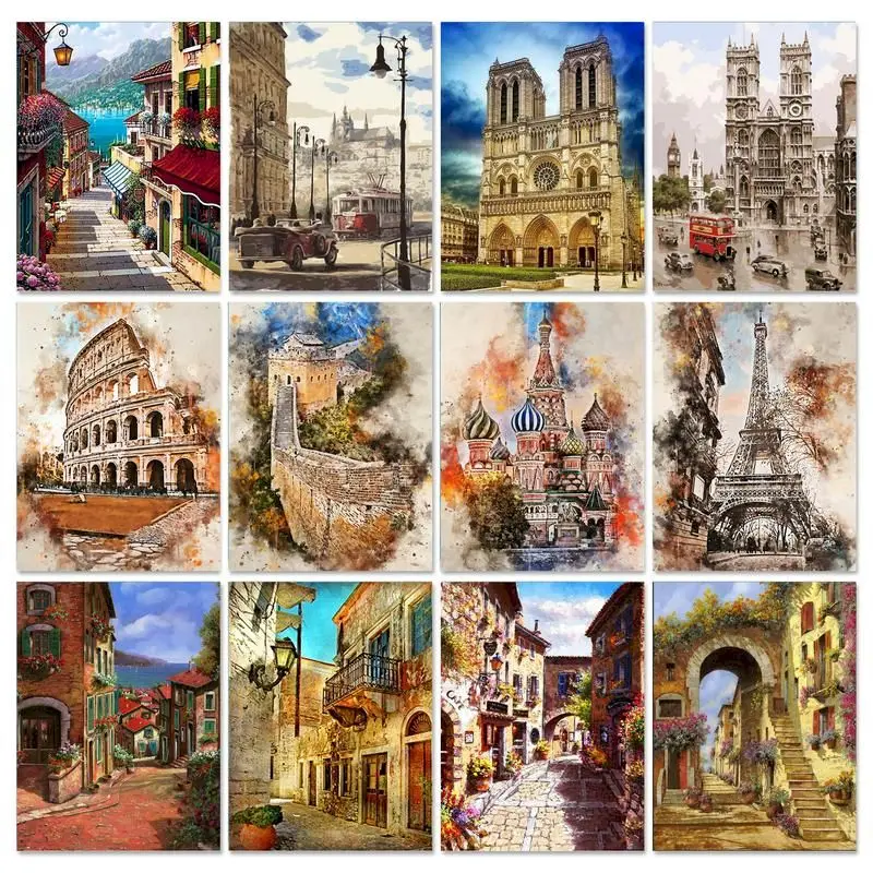 

GATYZTORY DIY Oil Painting By Numbers Handpainted City Scenery Adults Crafts Diy Canvas Painting Picture Paint For Adults Kill T
