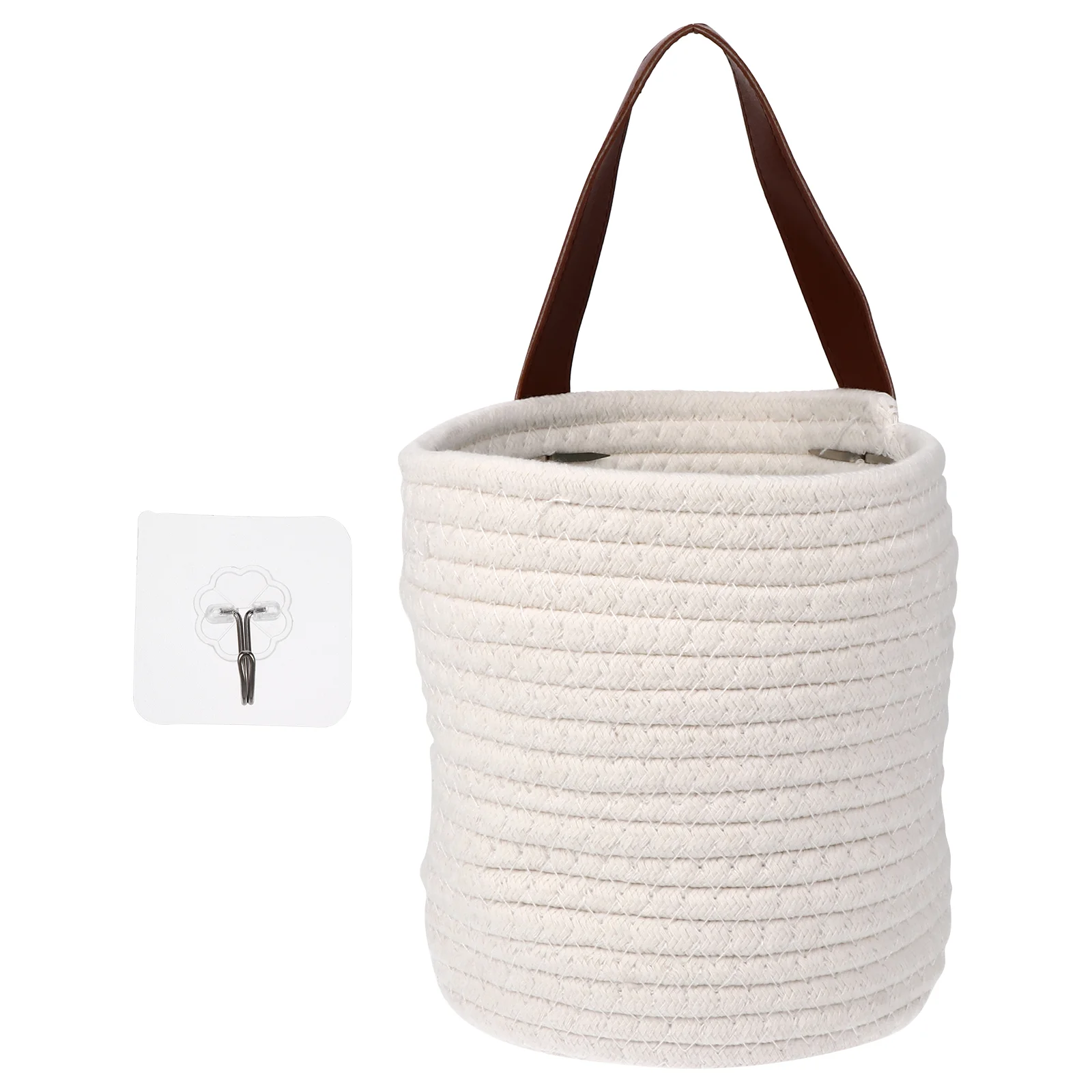 

Cotton Rope Woven Basket Multipurpose Storage Sundries Hanging Decor Home Ornament Hand-woven Desk Topper Rattan