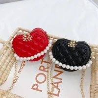 princess wallet coin purse handbags pearl handle girls small shoulder messenger bags lovely childrens heartshaped crossbody bag
