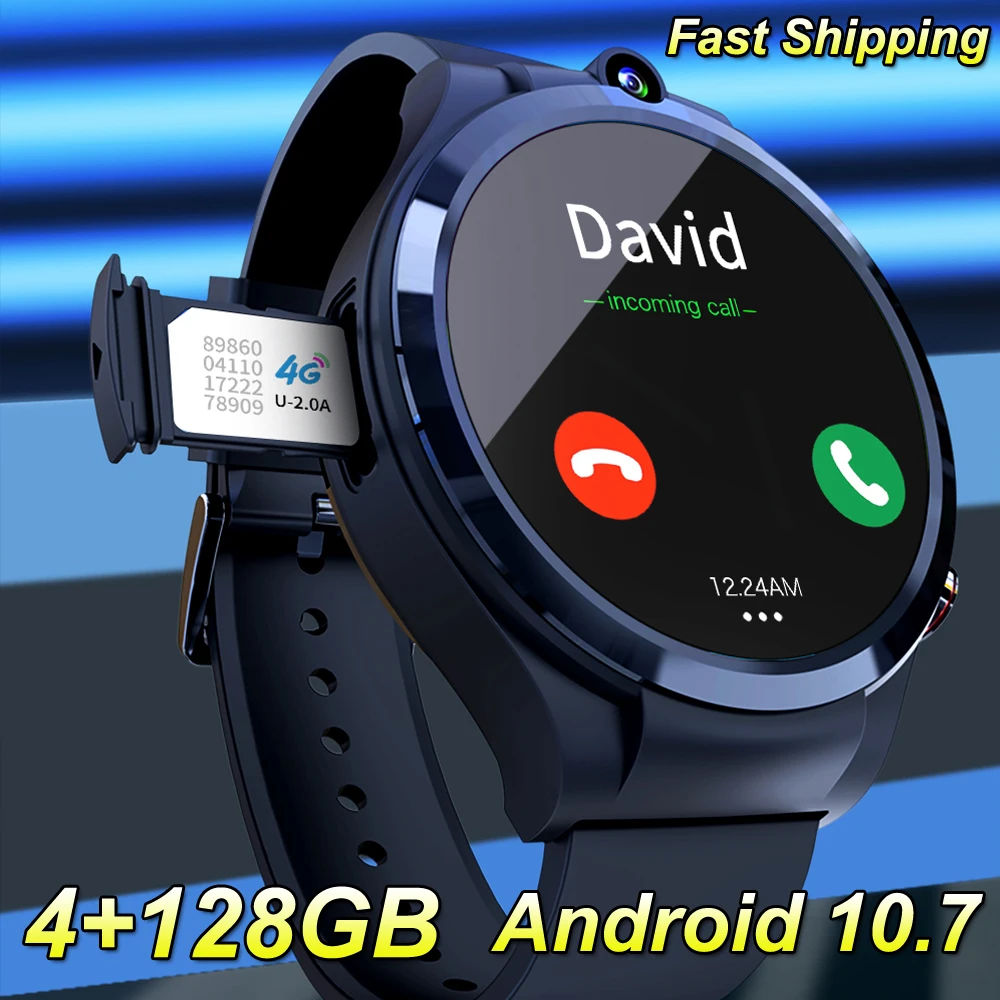 

New 4G Smart Watch Phone 4GB RAM 128GB ROM 8 Cores Dual HD Cameras Android 10.7 Full Network SIM Card GPS Men Sports Smartwatch