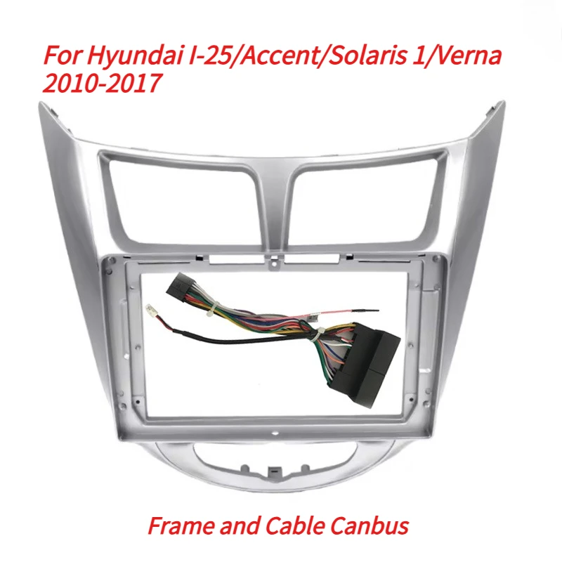 Фото 9-дюймовая рамка для автомагнитолы для HYUNDAI I-25, Accent, VERNA 2010-2017, панель приборной панели, рамка для стереосистемы с проводкой. №3