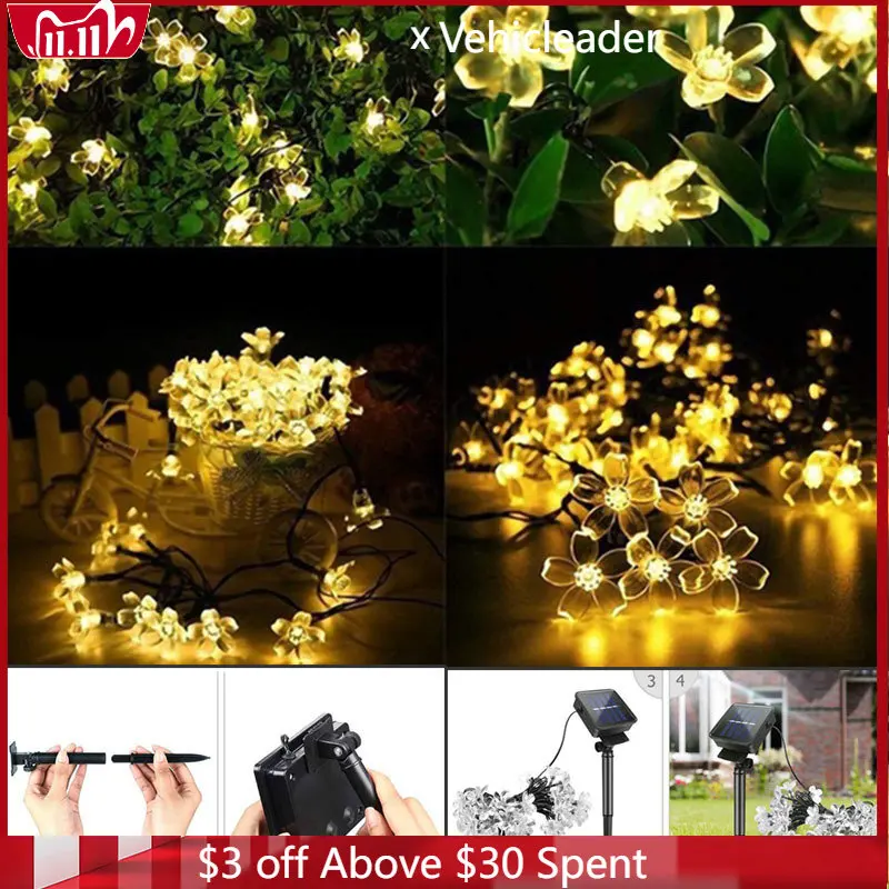 

Гирлянда с солнечной батареей, 12 м, 100 светодиодов, 8 режимов