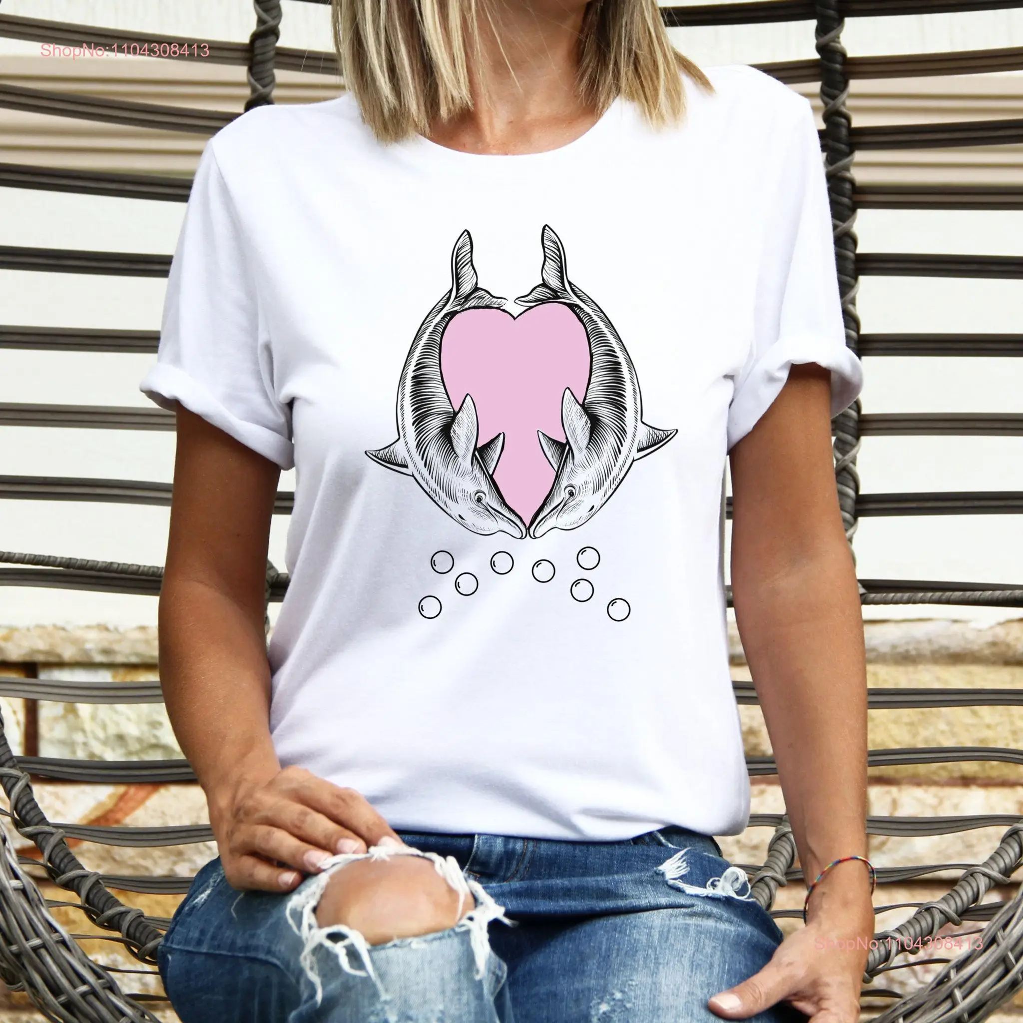 Футболка Dolphin Lover I Swam with the Dolphins Watching Trip Семейный отдых Плавание Хлопок с длинными