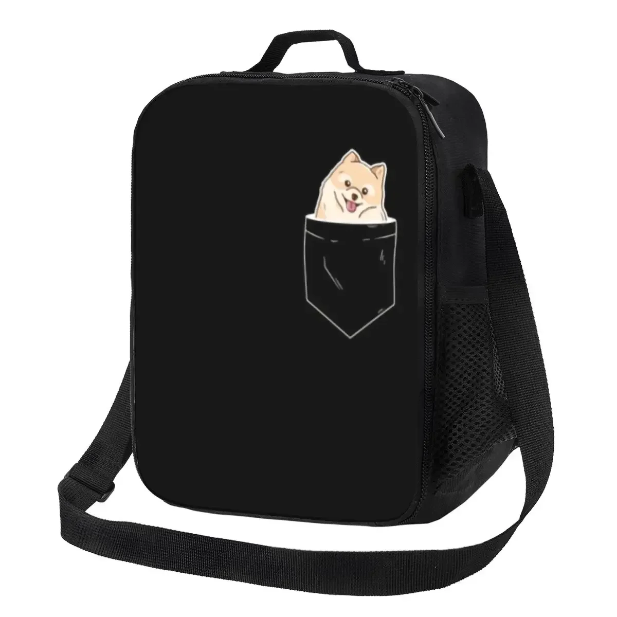 Изолированная сумка для обеда с померанским шпицом карликом и шпицами женщин