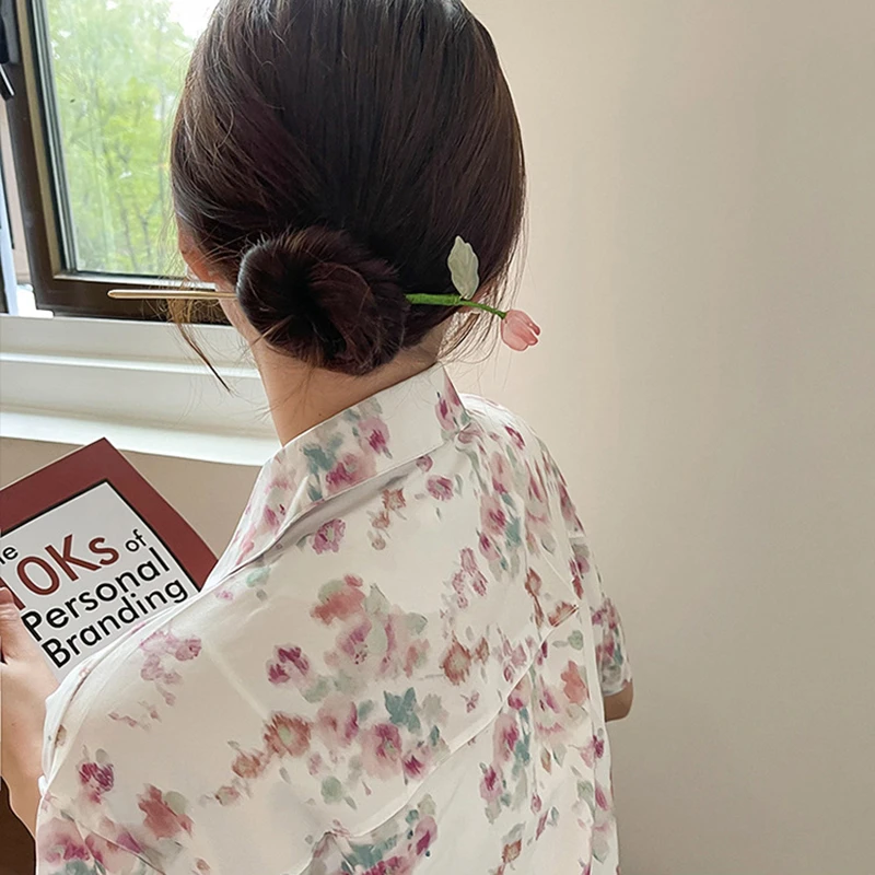 

Новый китайский стиль цветок тюльпана шпилька ретро романтическая женская заколка «сделай сам» аксессуары модные свадебные головные убор...