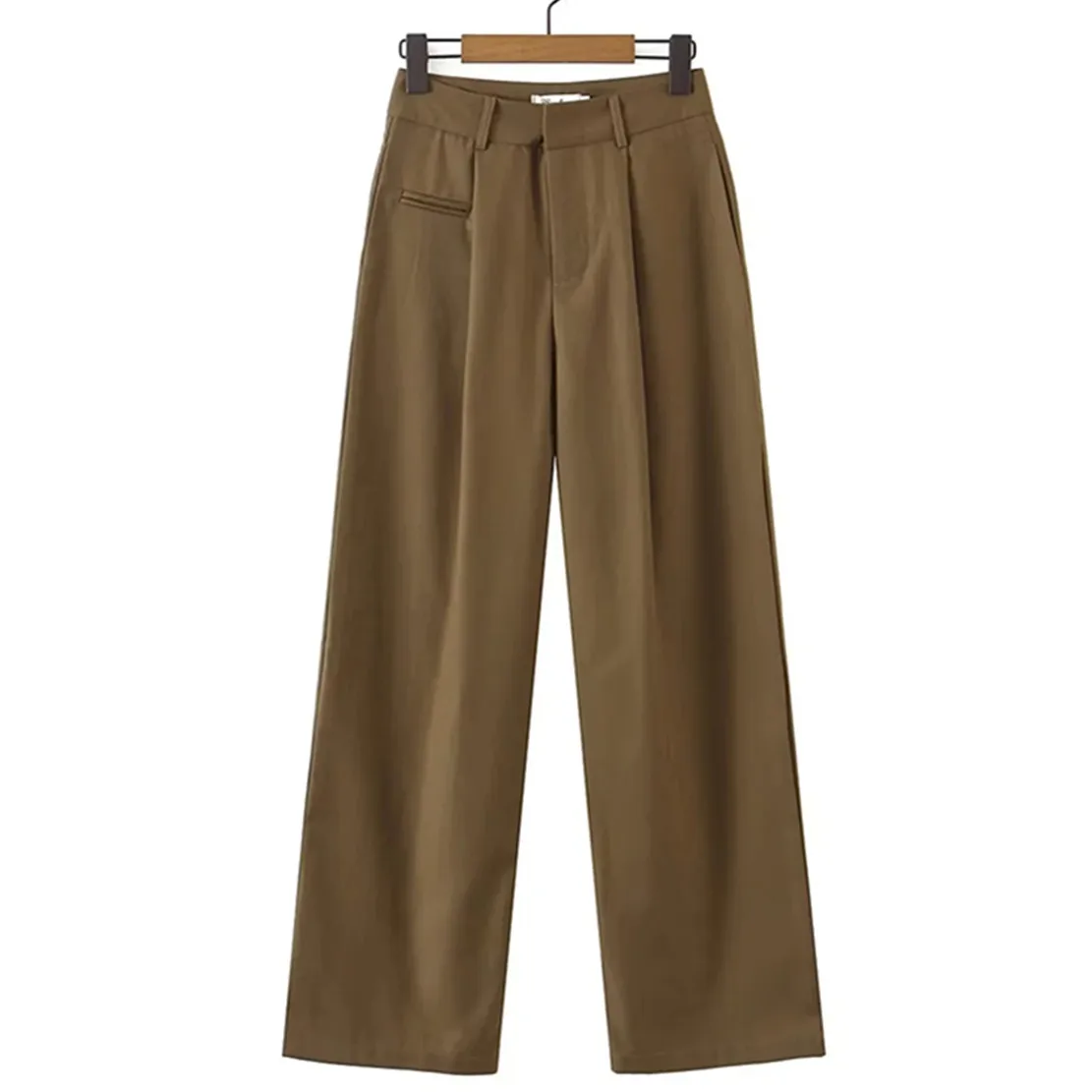

Maxdutti 2023 Simple Pleated High Wasit Pockets Loose Harem Pants England Style Fashion Suits Trousers Women