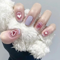 24pcs nail art patch wearing armor wearing blush pink fake nails french taro purple nail art accessories