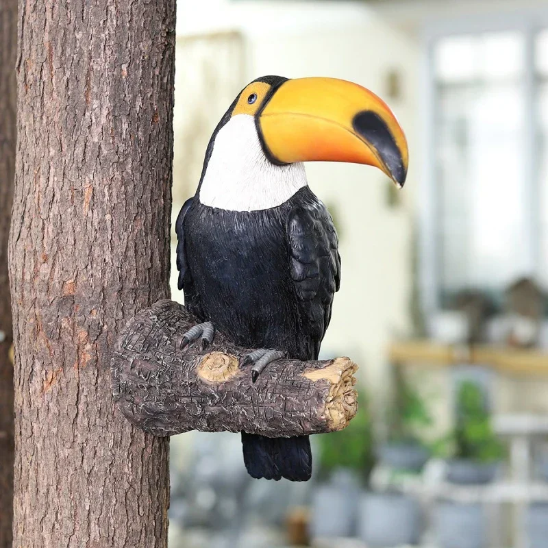 Садовая статуя Hugger Toucan для украшения деревьев Декор дома и улицы скульптура