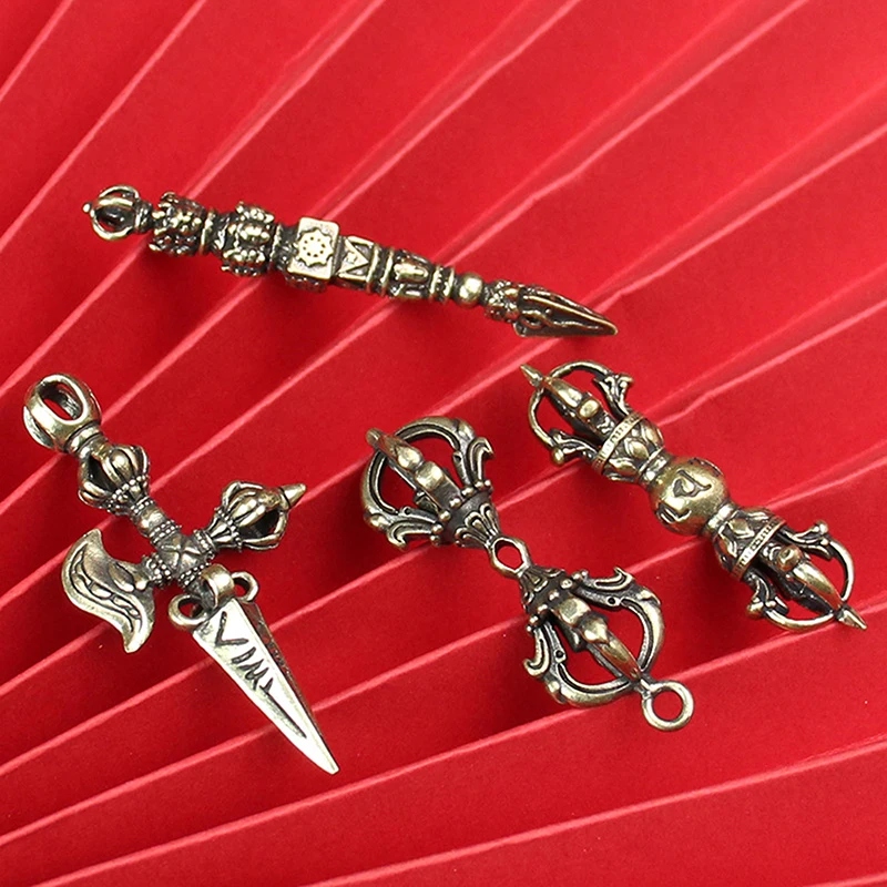 Винтажный латунный пестик ваджры орнамент фэн-шуй религиозная коллекция