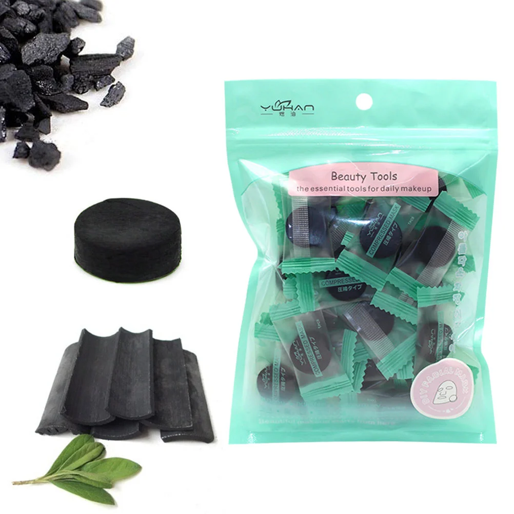 

40pcs DIY Compressed Non-woven Fabrics Facial Natural Charcoal Fiber Face Care