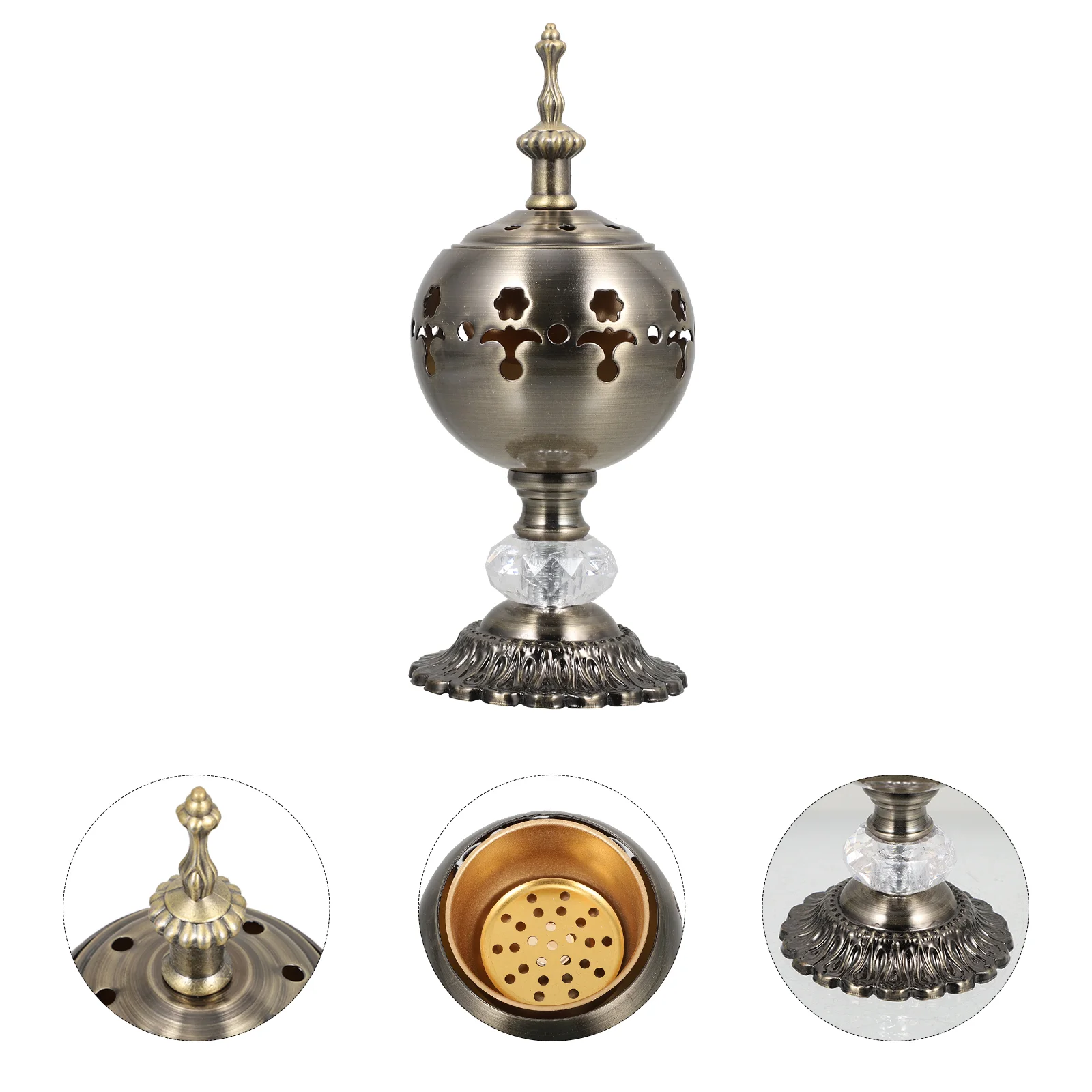 

Burner Holder Censer Iron Charcoal Aroma Vintage Cone Bowl Cauldron Frankincense Oil Resin Backflow Essential Tealight Out