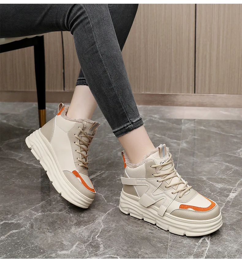 

Orang Cross-tied Bling Zapatos Para Mujeres Shallow Round Toe Botas Mujer Korean Style Femme Mixed Colors Snow Short Plush Shoes