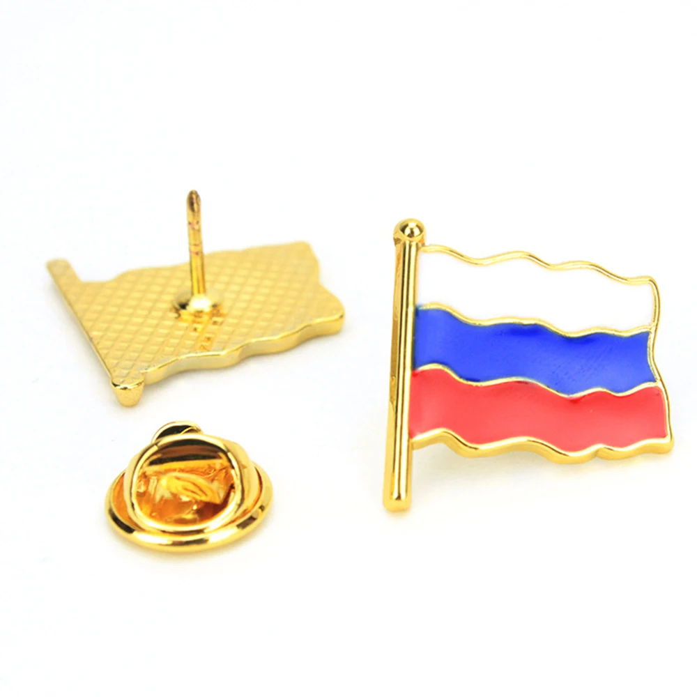 

2Pcs/Set Mini Russian Flag Brooch High Quality Clothing Drop Oil Metal Pin Badges Gift Fashion Crafts Accessories