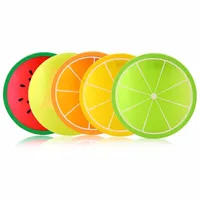 Fruit Silicone Coaster Mats Pattern Colorful Round Cup Cushion Holder Thick Drink Tableware Coasters Mug DH8585