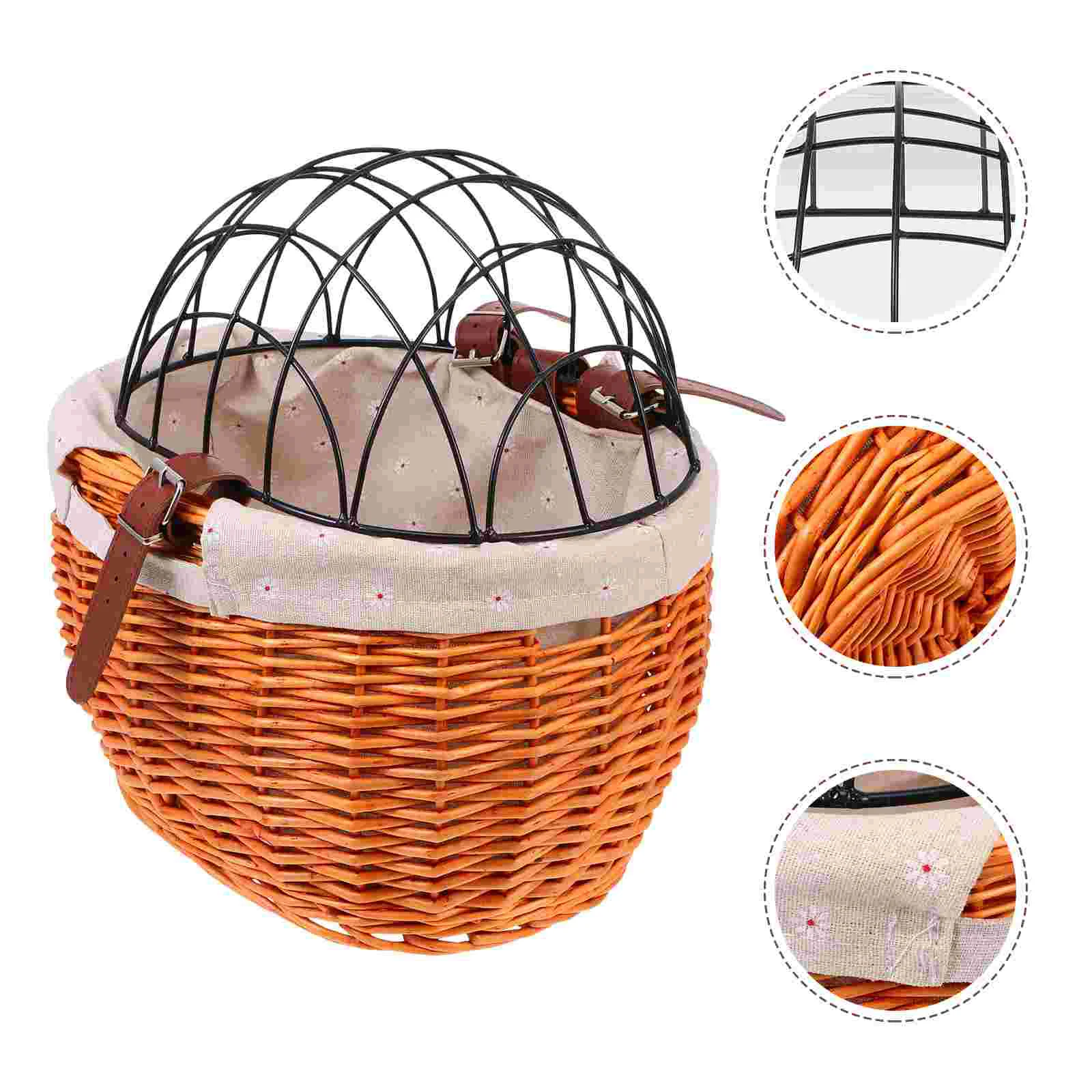 

Bike Front Basket Lid Woven Hamper Rattan Basket Baskets Lids Rattan Storage Basket Manual Bike Basket Bike Pet Basket