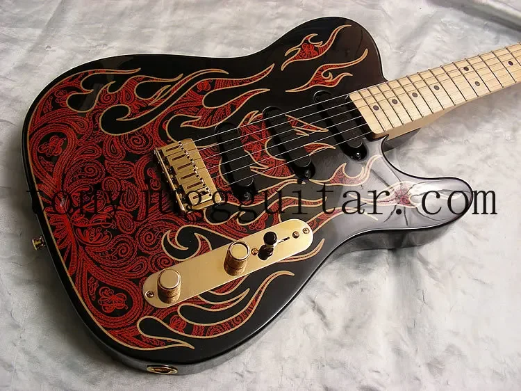 

Artist Series James Burton Signature Red Paisley Flame Electric Guitar Maple Neck Black Dot Inlay DropShipping