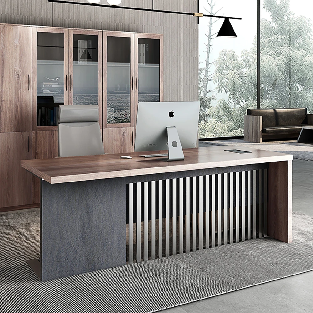 

5.2&5.9ft Simple Industrial Style Single Executive Desk With Large Capacity Locker Luxury Office Furniture