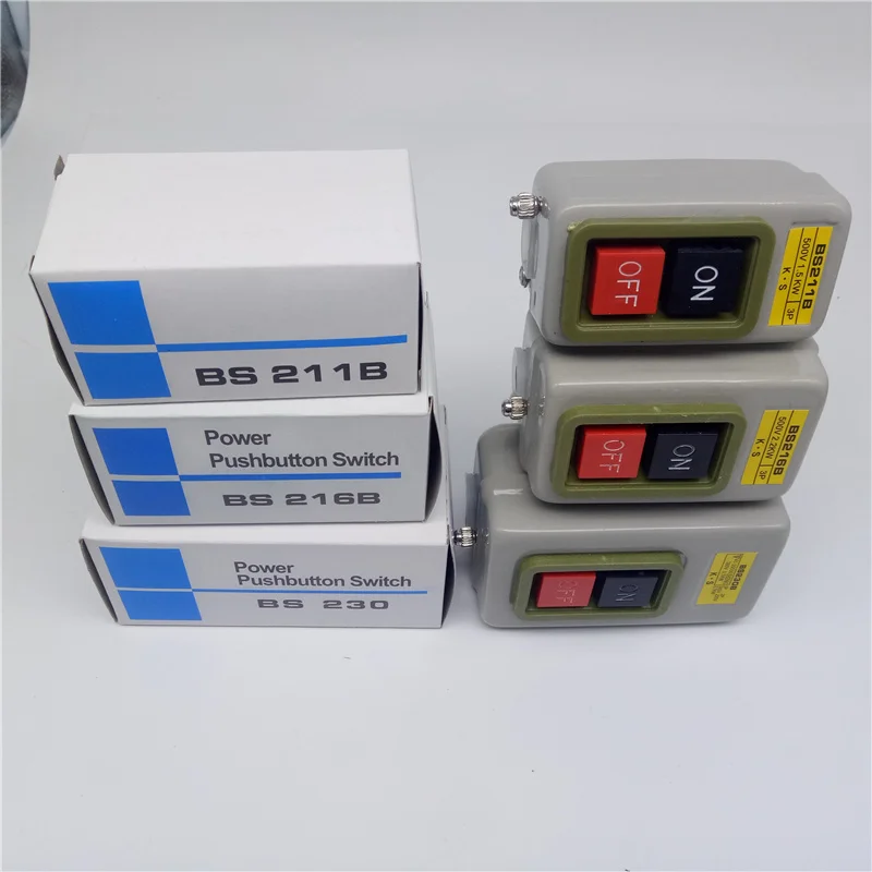 

1pcs TNHA2-BS211B BS216B BS230B Control Push Button Switch AC220V 380V ON-OFF 2 Position 3.7KW Three Phase Power Start 50Hz/60Hz