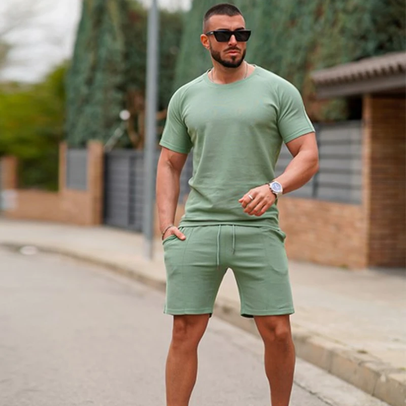 

Мужские короткие комплекты из 2 предметов, модные летние спортивные костюмы, повседневный комплект