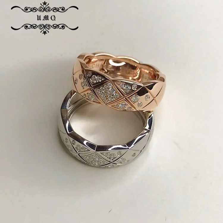 

Xiaoxiang Coco Lingge Ring Female Sterling Silver 18k Gold Overlay Star Same Style Niche Design Fashion Personality Couple