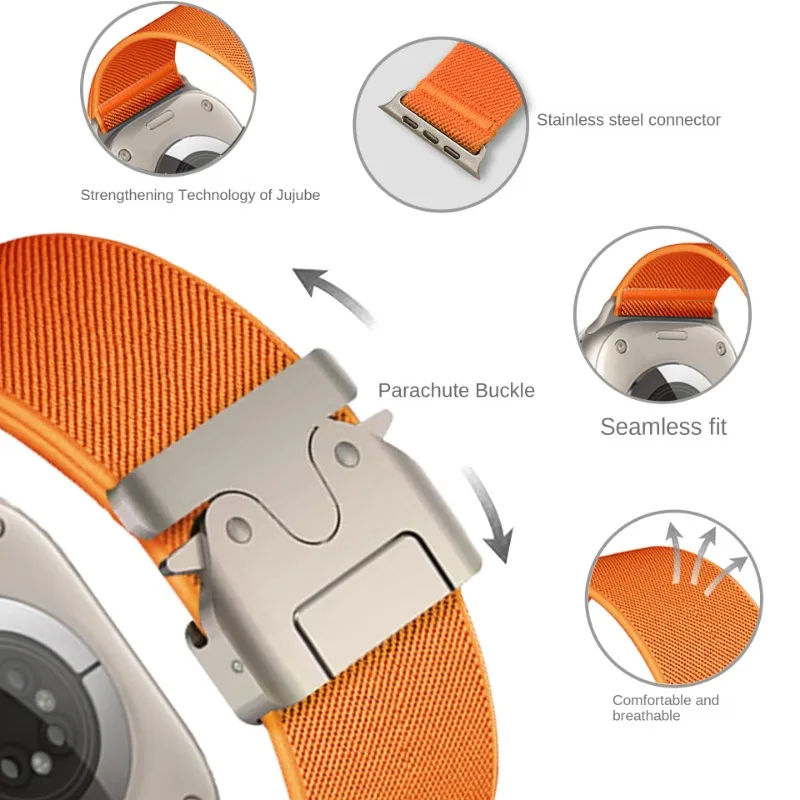 Фото Нейлоновые ремешки для Apple Watch ultra 2, ремешок 49 мм, 45 мм, 46 мм, 44 мм, 42 мм, 40 мм, 41 мм, браслет Correa, браслет IWatch Series 10 8 7 6 SE 3 9 Band №2