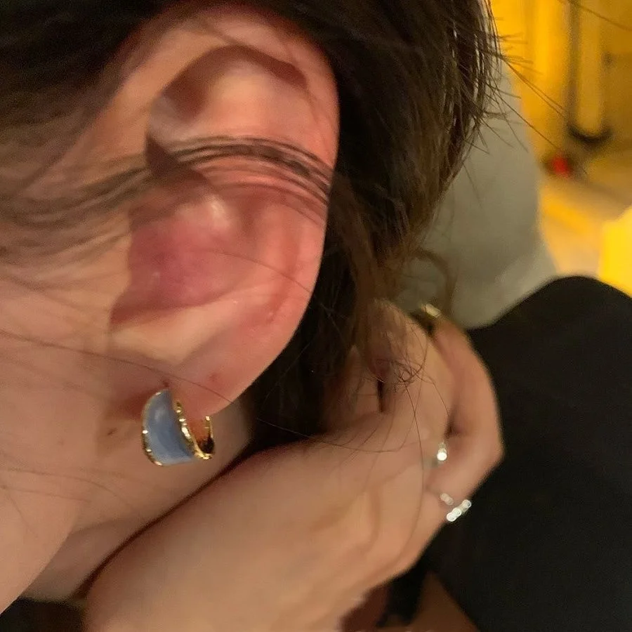 Пара Французских Нишевых Круглых Серег-гвоздиков C-образной Формы. Женские