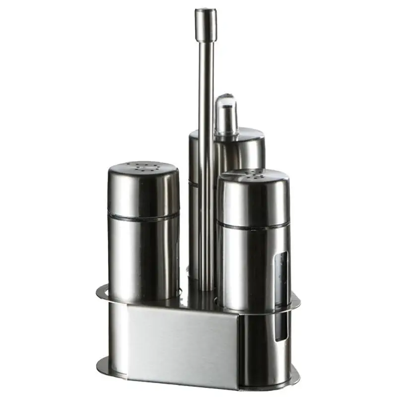 

Stainless Steel Kitchen Seasoning Bottle Set Pepper Bottle Holder Kitchen Tools For Oil Salt Vinegar Storage
