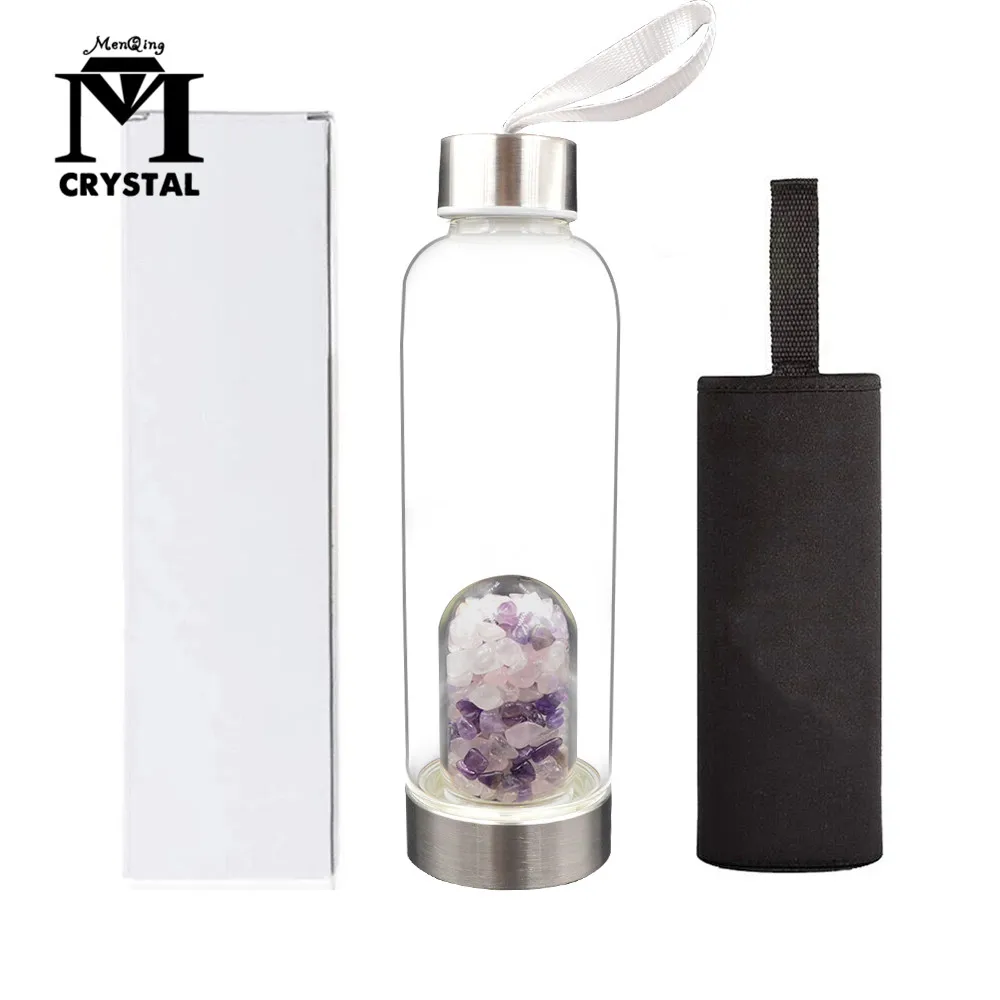 

Природный гравий Хрустальная неправильная стеклянная бутылка, подарок, кварцевый смешанный, необработанный Восстанавливающий камень, чашка для воды