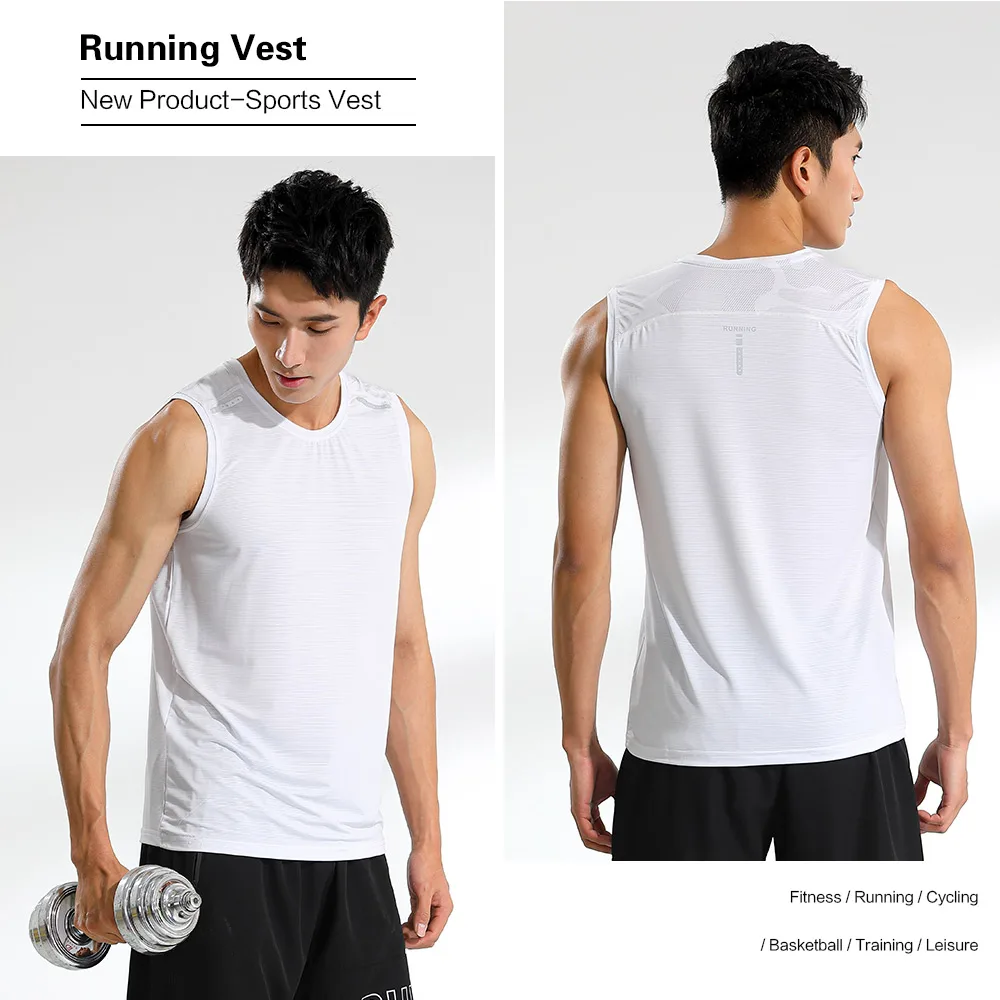 2022 Summer Men's Vest Breathable Sweat Sleeveless Shirts Sports Vest Quick Dry Fitness Tank Top Polyester Bodybuilding Shirts