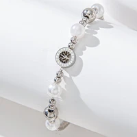 aroutty women silver color pearl bracelet stainless steel stars heart tree crystal bracelets women wedding bridal gift jewelry