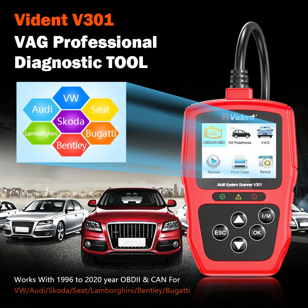 Vident V301 OBD2 диагностические инструменты для VW/Audi/Skoda/Seat многосистемный