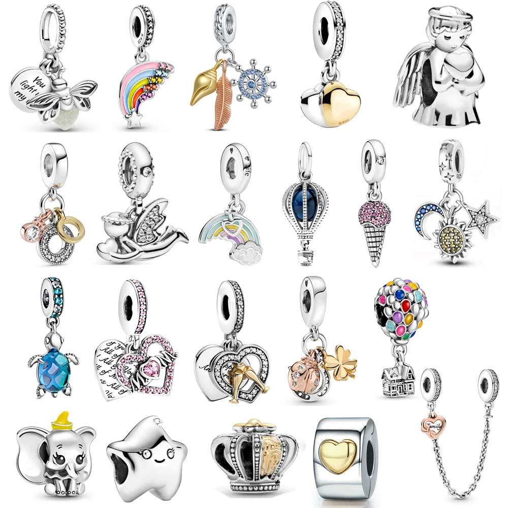 

New 100% 925 Sterling Silver Charm of Ley Chain Beaded Fit Original Pandora Suitable for Ladies Original Bracelet DIY Jewelry