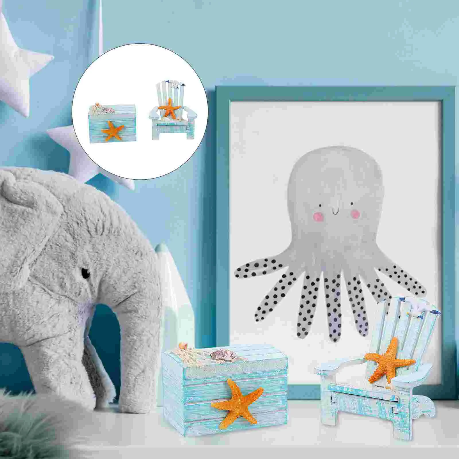 

Small Furniture Mediterranean Chair Model Adornment Style Ornament Wooden Beach