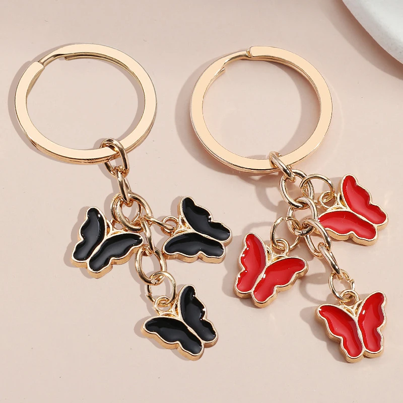

Cute Keychain Colorful Butterfly Key Ring Enamel Flying Animals Key Chains For Women Girls Handbag Accessorie Handmade Jewelry