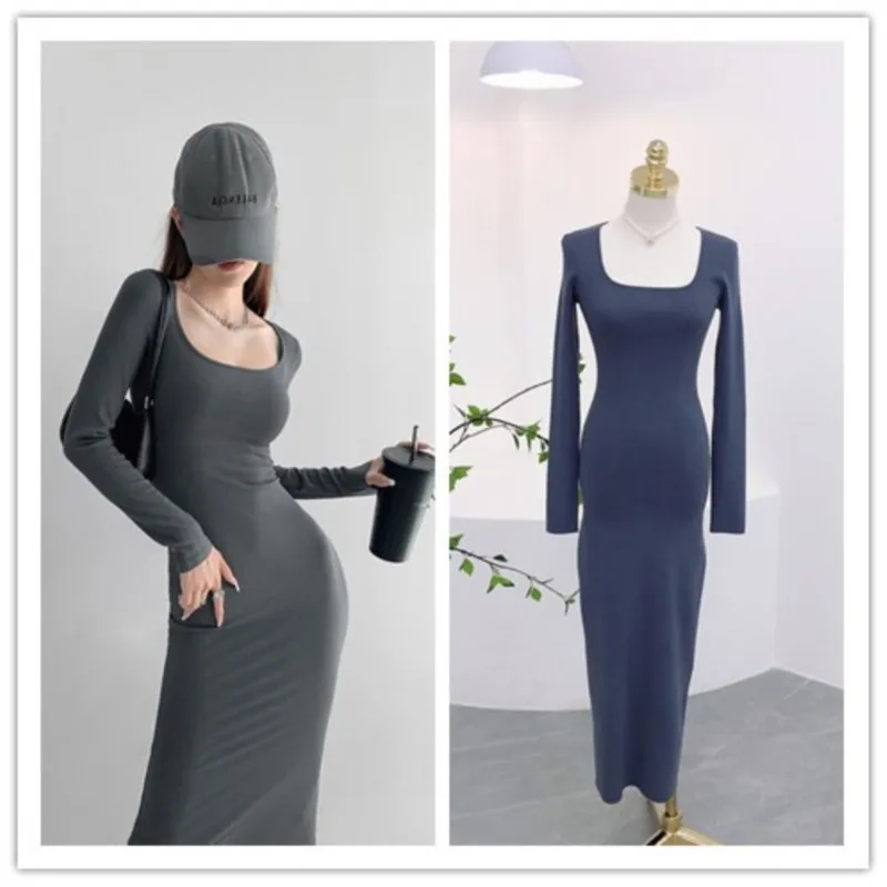 

Beach One Piece Dress Swim Cover Up Summer For Women 2023 Stitches Dense Easily Deformed Winter Neck Sexy Split Knit Length