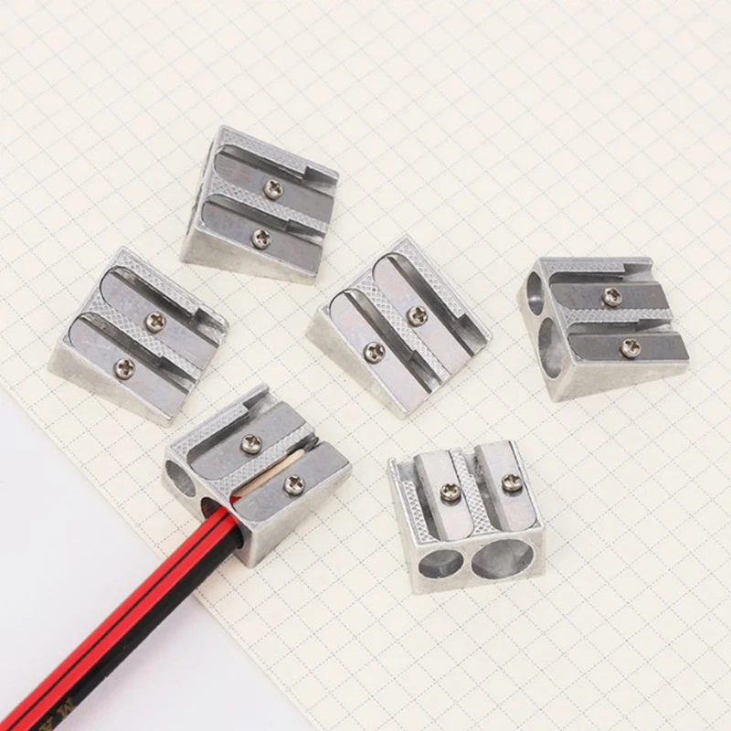 

1/5Pcs Metal Bevelled Double Hole Pencil Sharpener Sharpeners School Office Stationery Efficient Labour-saving Sharpeners