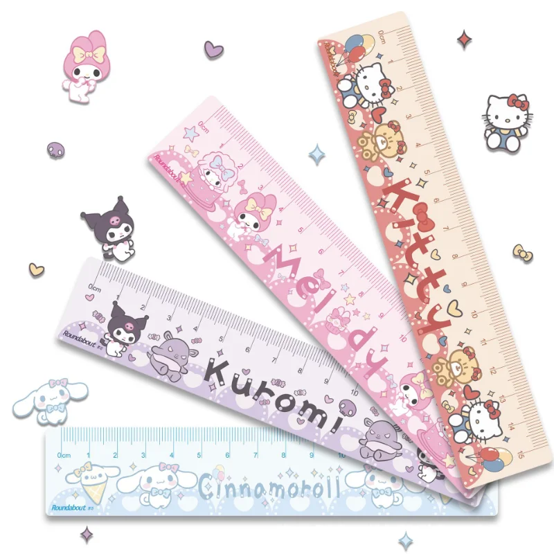

Sanrio Anime Hello Kitty Pattern Acrylic Ruler Cute Cartoon Kuromi Melody Student Measurable 15CM Graduated Stationery Ruler
