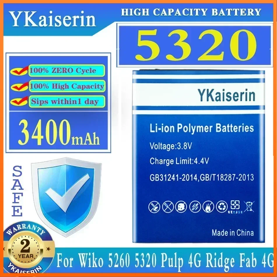 Аккумулятор ykaisin 3400 мАч для Wiko 5260 5320 Ridge Fab 4G Pulp