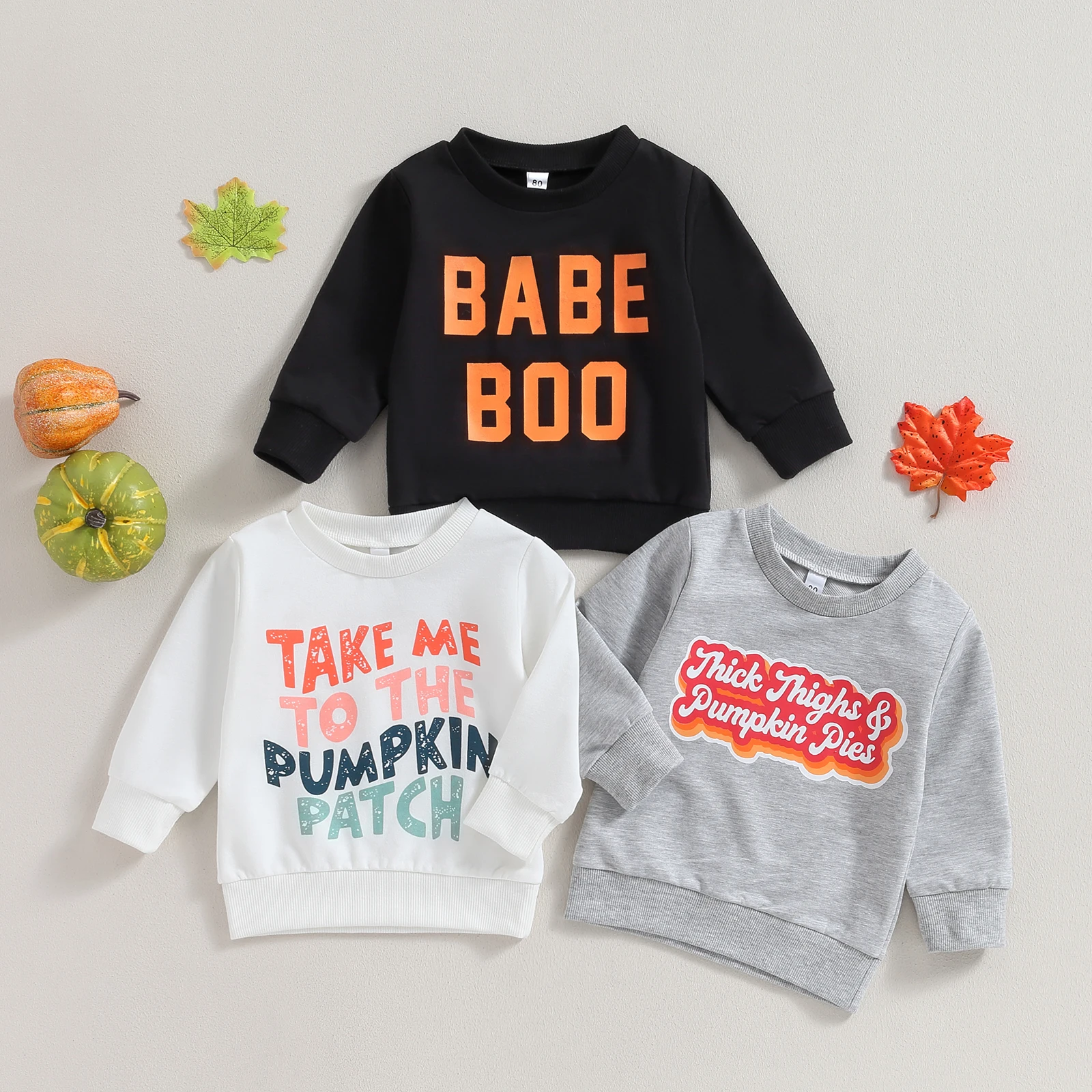 

Toddler Girls Boys Sweatshirts Halloween Clothes Letter Print Crew Neck Long Sleeve Kids Pullovers Fall Tops