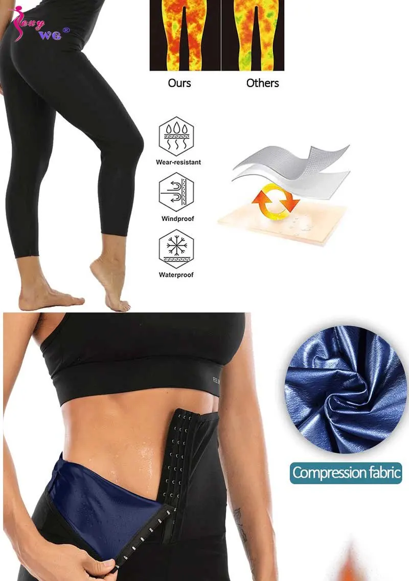 SEXYWG Sauna Pants for Women Weight Loss Sweat Leggings Slimming Belly Tight Trousers Ladies Body Shaper Waist Trainer Fitness