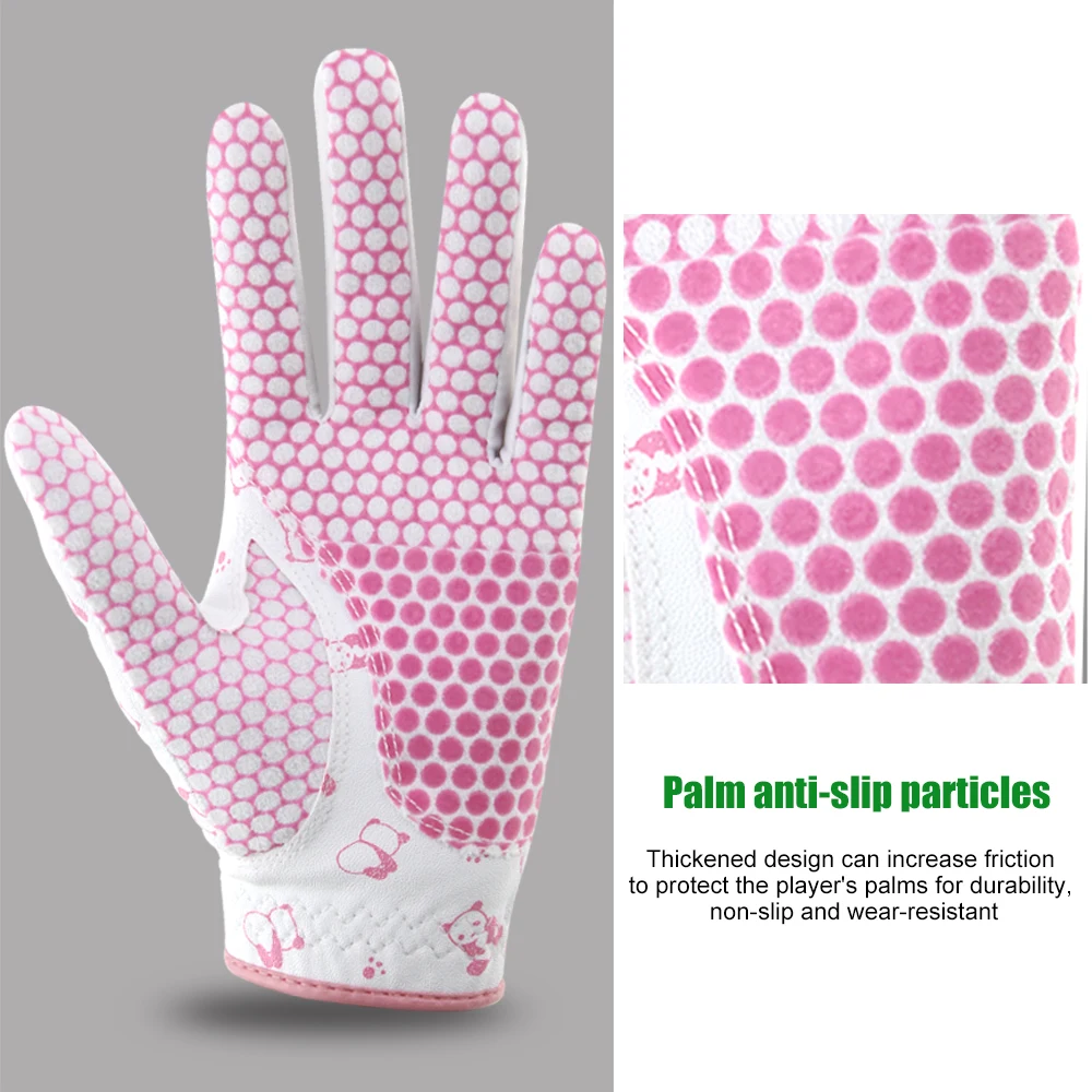 1Pair Women's Golf Soft Gloves Left Hand Right  PU  Leather   Non Slip Breathable Glove Palm Protection,All Weather Grip Rain