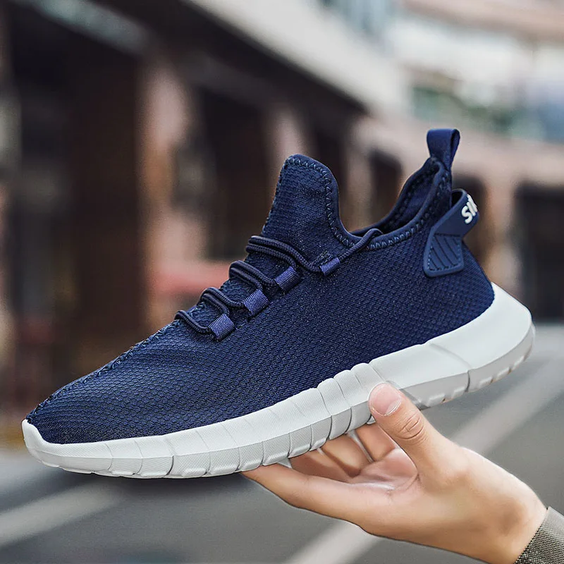 

Мужские светильник кроссовки для бега, летние сетчатые кроссовки, Мужская дышащая спортивная обувь, мужские кроссовки без шнуровки, прогулочная обувь большого размера 46