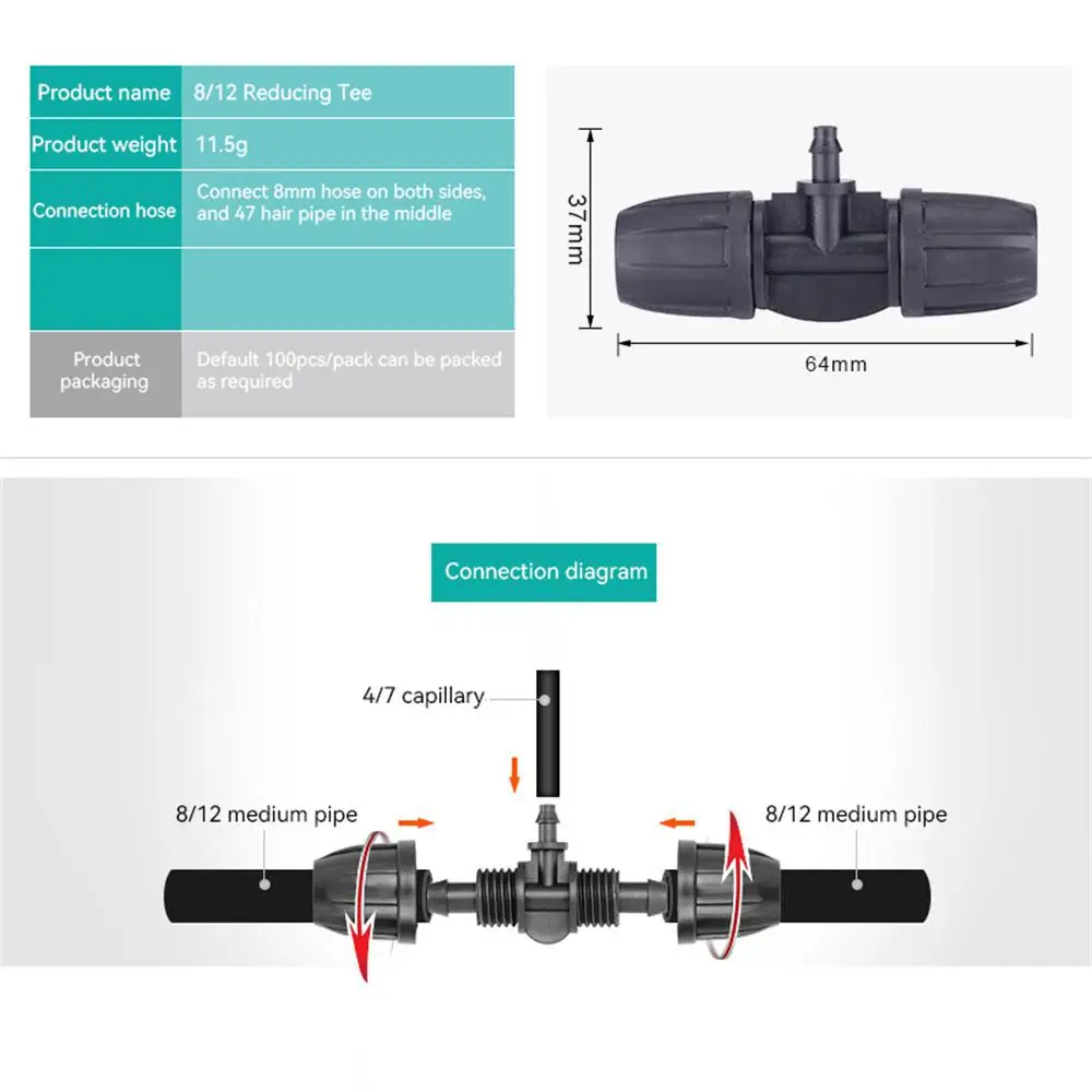 Адаптер удобное соединение для капельного орошения водопроводной трубы черный