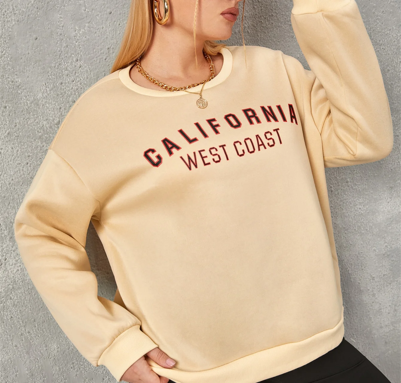 Plus Size Sweatshirts Women Loose Long Sleeve Shirts Letter Graphic Printing Autumn Oversize Hoodies Pullover Streetwear