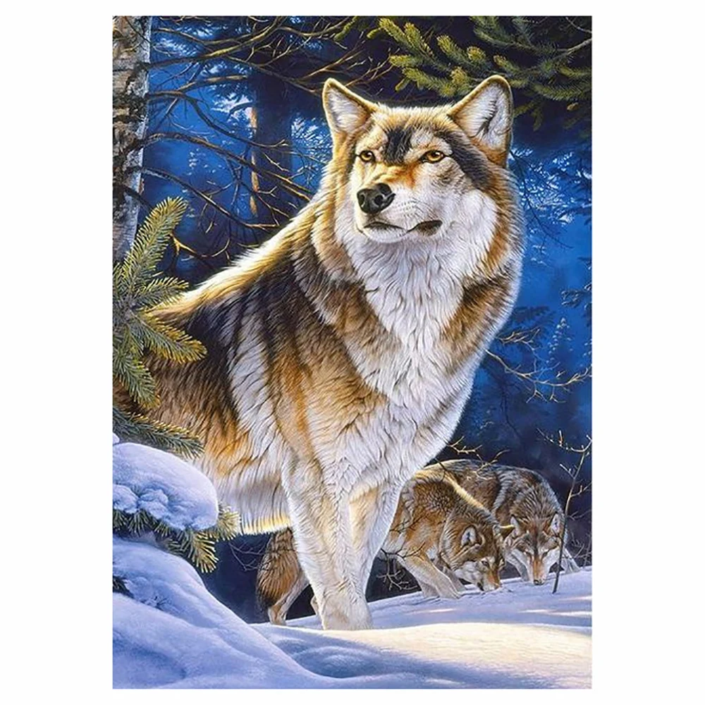

5D Diamond Painting Snow Wolf Animal Diamond Embroidery Mosaic Picture Full Round Rhinestone Kit DIY Home Decoration