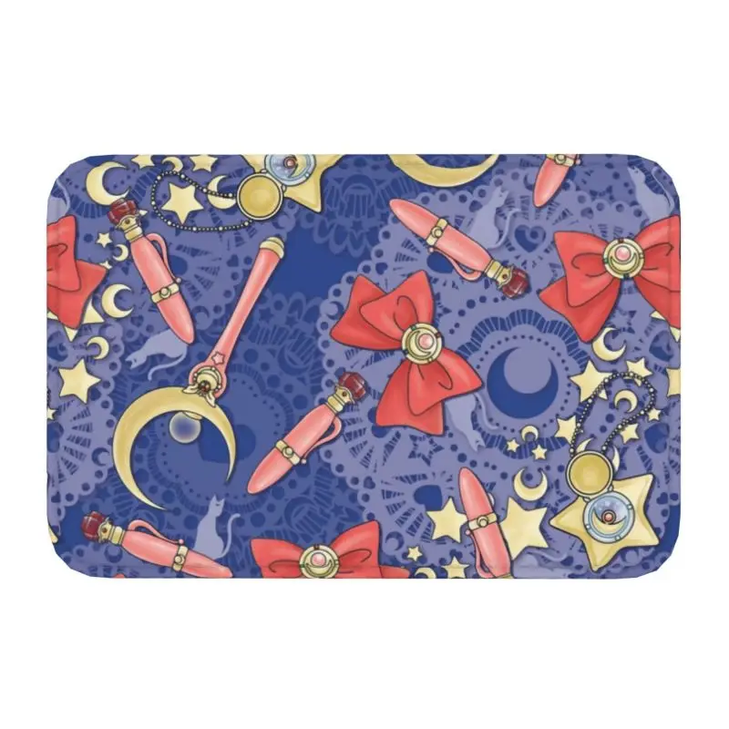 

Japnese Moon Gril Sailor Prism Power Scatter Print Front Door Mat Anti-Slip Quick Dry Outdoor Doormat Kitchen Balcony Rug