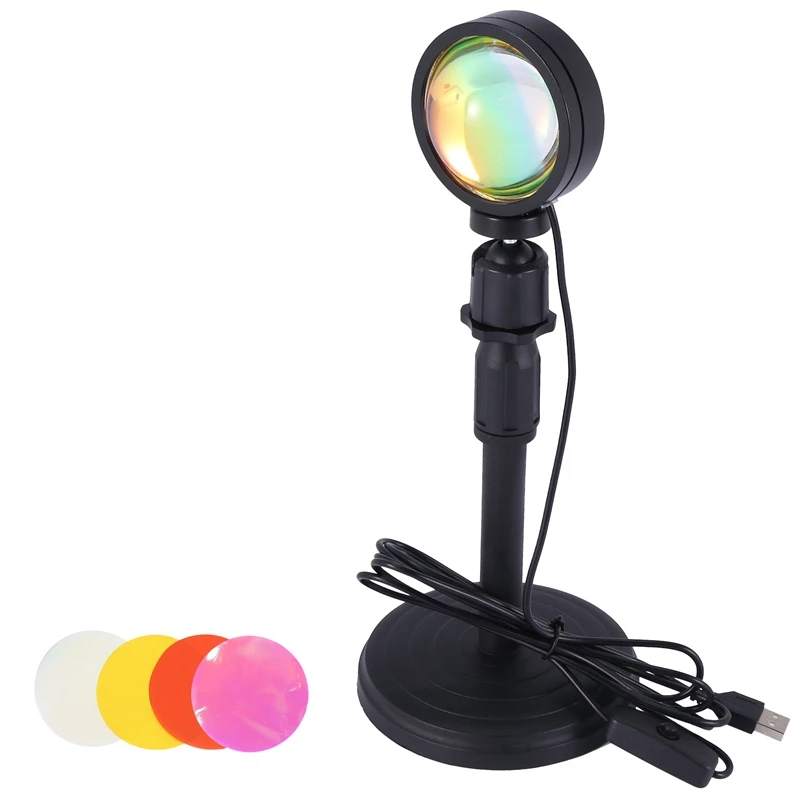 

Retail Sunset Projection Atmosphere LED Lamp 4 In 1 Night Light,USB Projector 360° Rotation Photography Lamp For Bedroom Studio