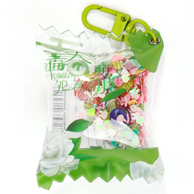 

Popular Custom Design Candy Bag Charm Inflatable Candy Acrylic Anime Shaking Charm With Small Shakers