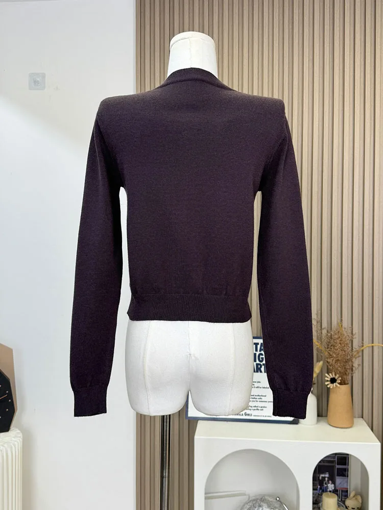 Высококачественный женский однотонный вязаный топ осенне-зимний свитер с